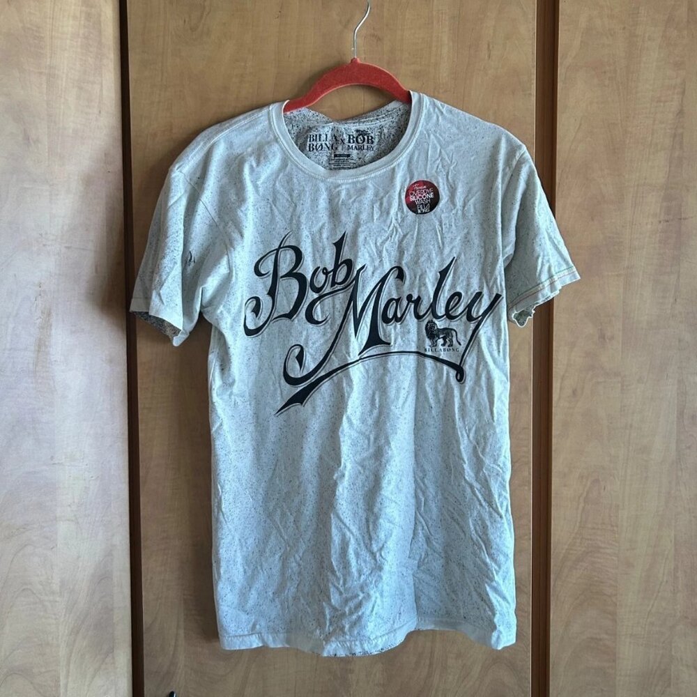 3 Bob Marley x Billabong logo lion Reggae rock Official T-Shirt organic cotton